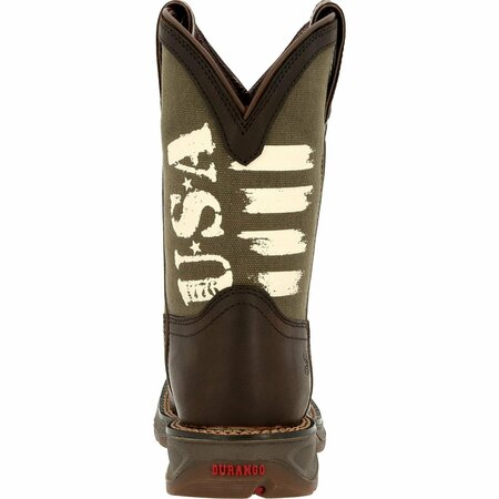 Durango Lil' Rebel by Big Kids' Army Western Boot, BROWN/ARMY GREEN, M, Size 4.5 DBT0232Y